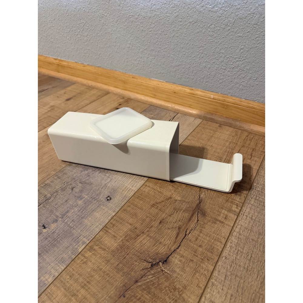 Tupperware Vintage Cheese Keeper Almond Cream 1696-4 Sliding Tray Container USA